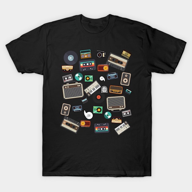 Cassette Tapes Mixtapes 1980s Radio Music T-Shirt by divawaddle